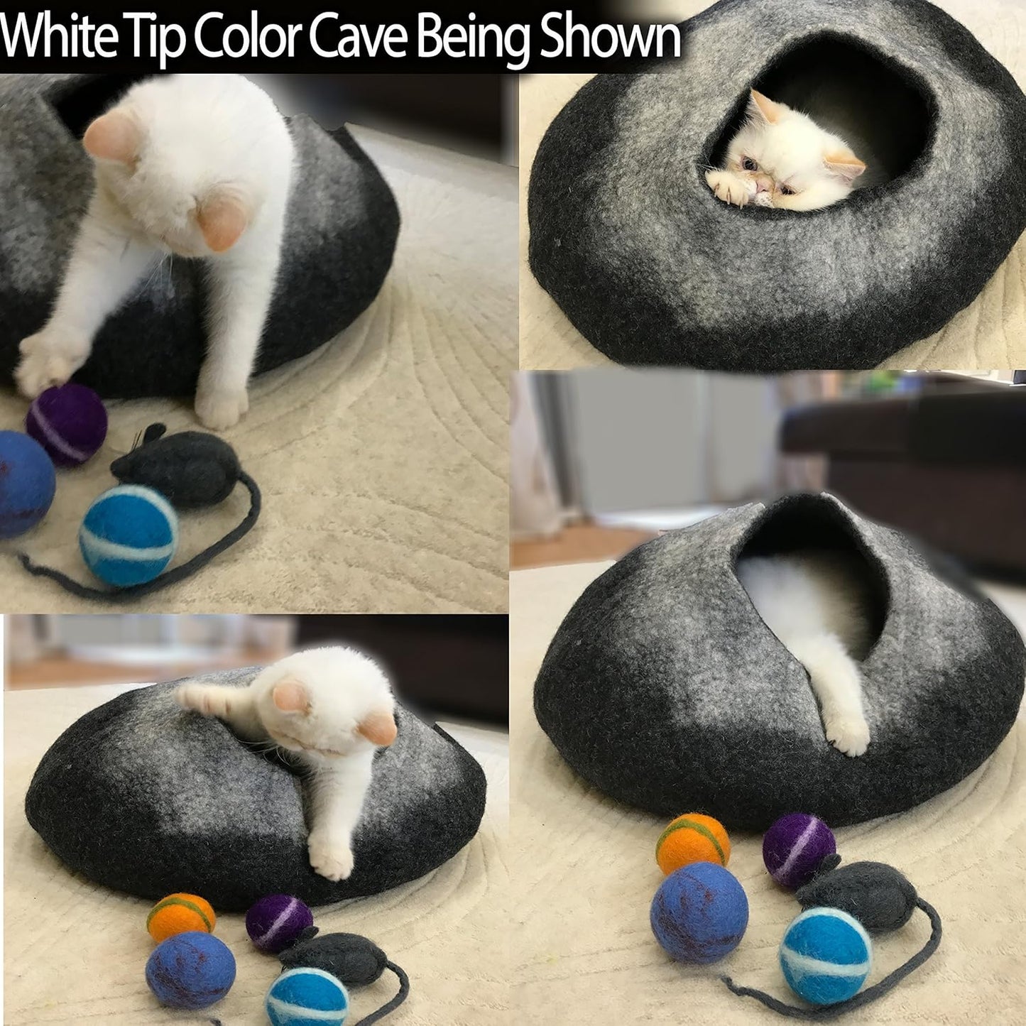 100% Natural Wool Cat Cave Bed
