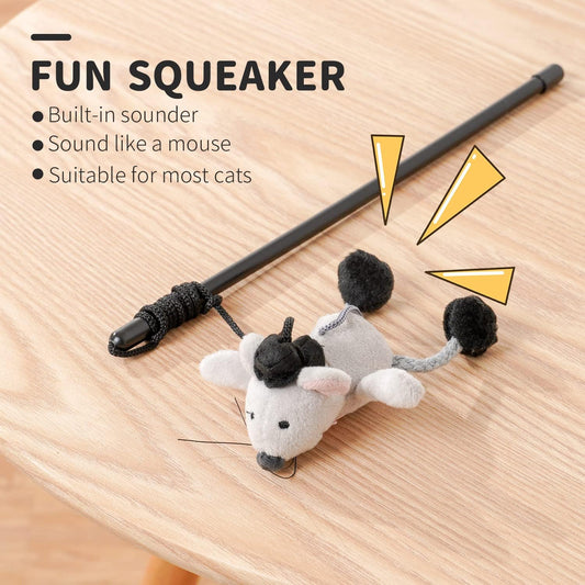 Cat Wand Toy Cute Mouse Interactive Indoor Toy