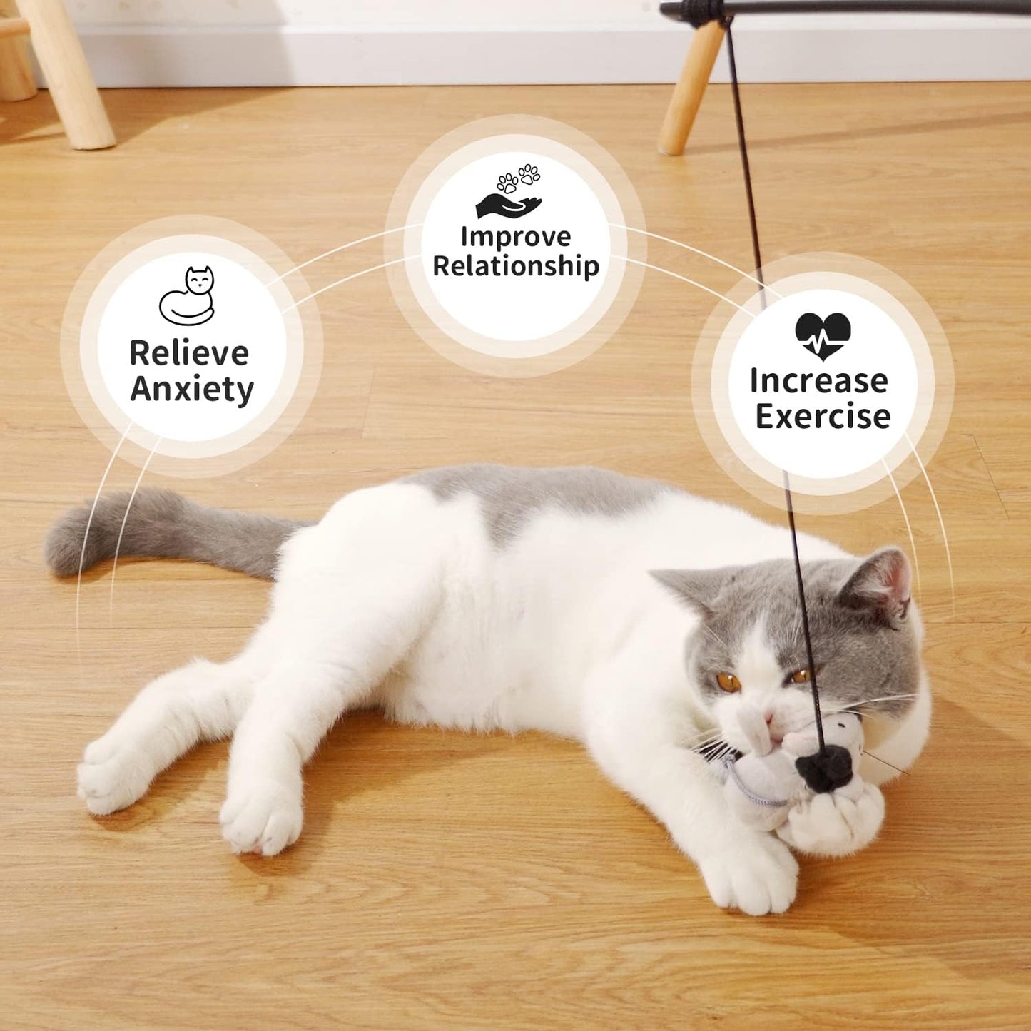 Cat Wand Toy Cute Mouse Interactive Indoor Toy