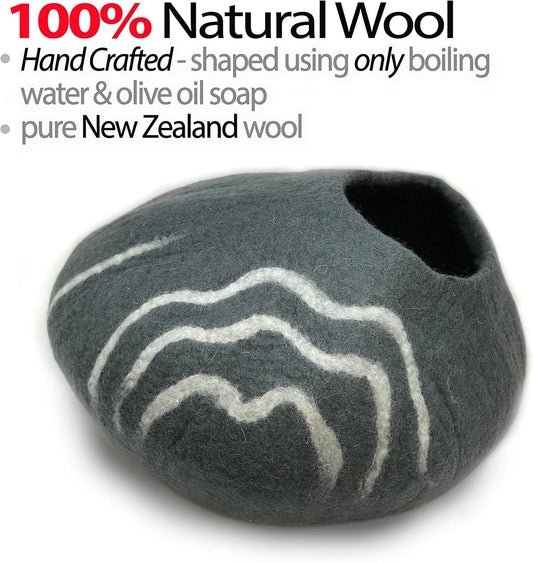 100% Natural Wool Cat Cave Bed