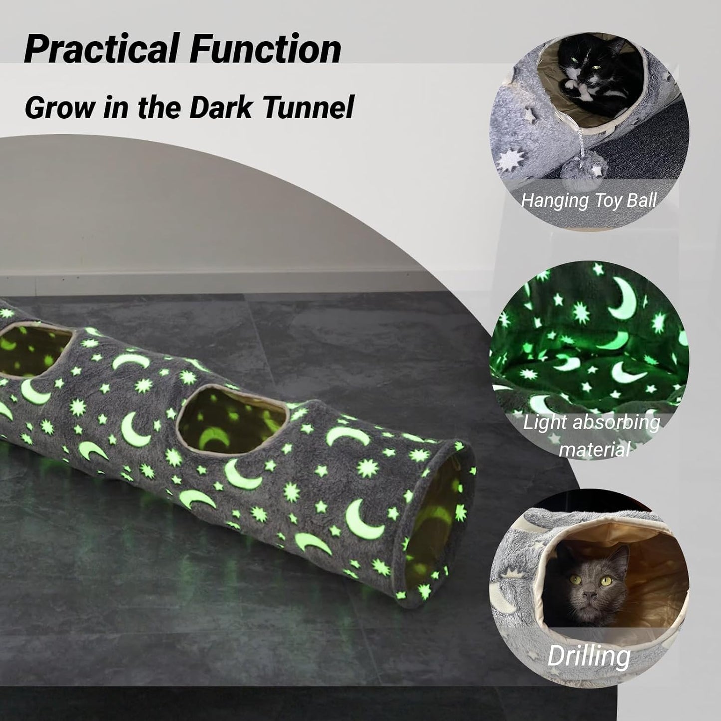 Cat Tunnel Tube with Plush Ball Toys Collapsible