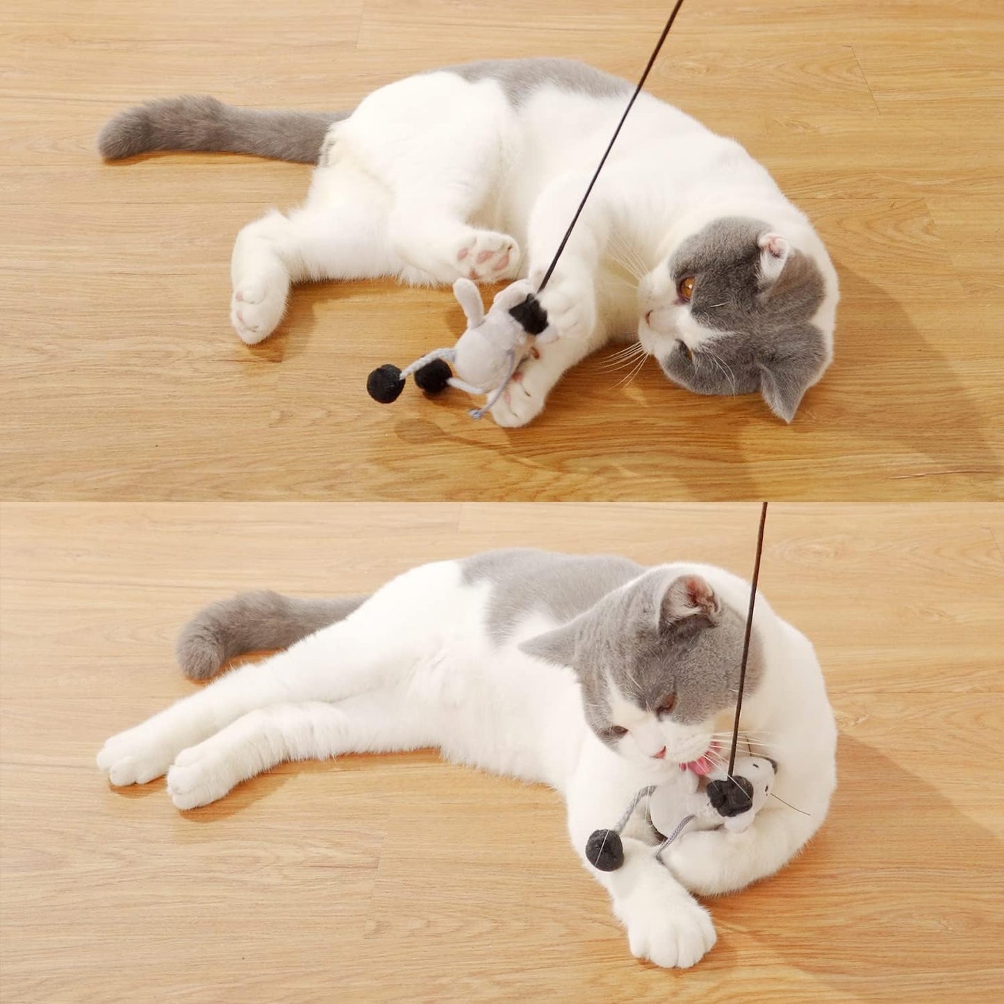 Cat Wand Toy Cute Mouse Interactive Indoor Toy