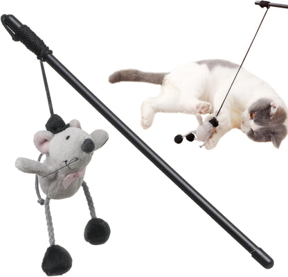 Cat Wand Toy Cute Mouse Interactive Indoor Toy