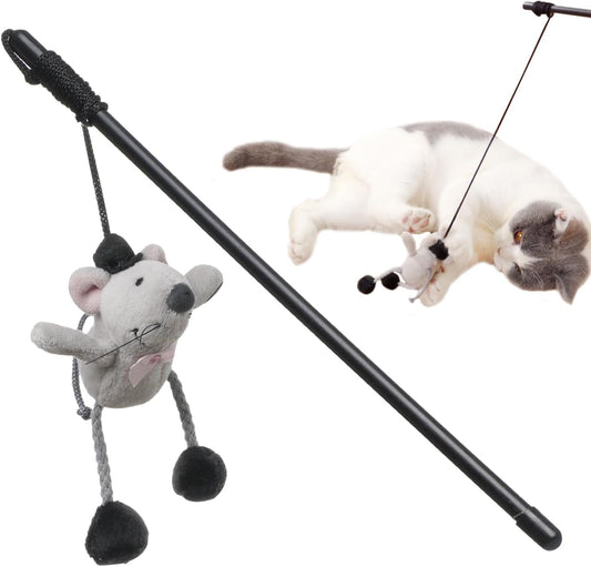 Cat Wand Toy Cute Mouse Interactive Indoor Toy