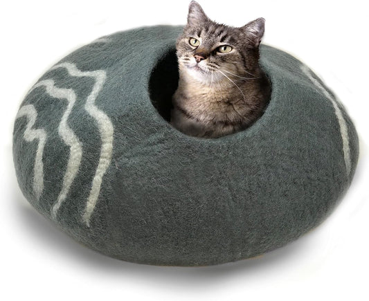 100% Natural Wool Cat Cave Bed